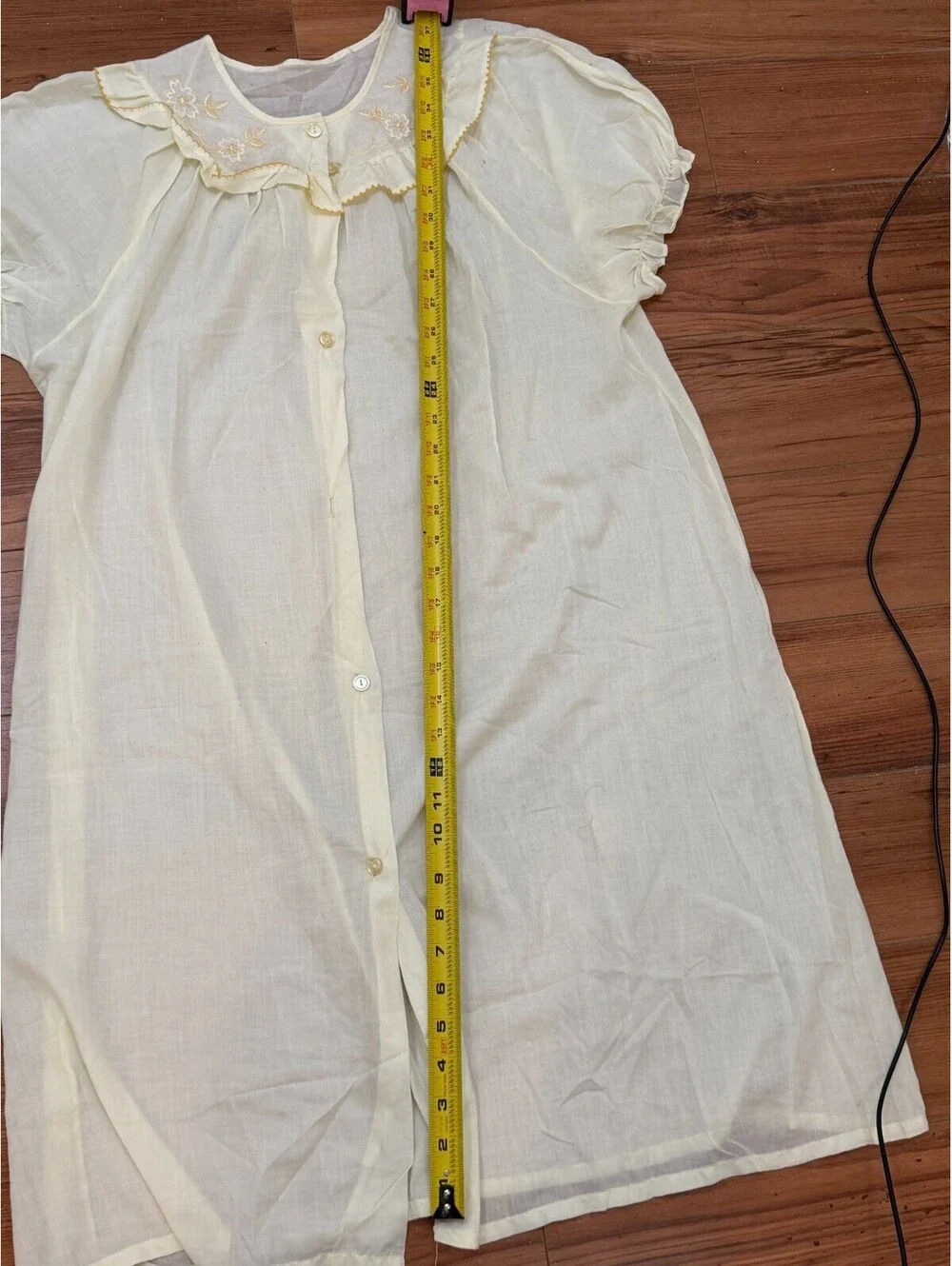 Handmade Cream Embroidered Nightgown Dress Women’s Vintage Cottagecore Large